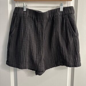 Madewell High Waist Black Textured Shorts